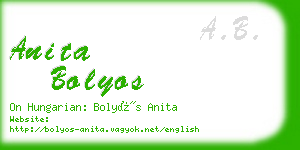 anita bolyos business card